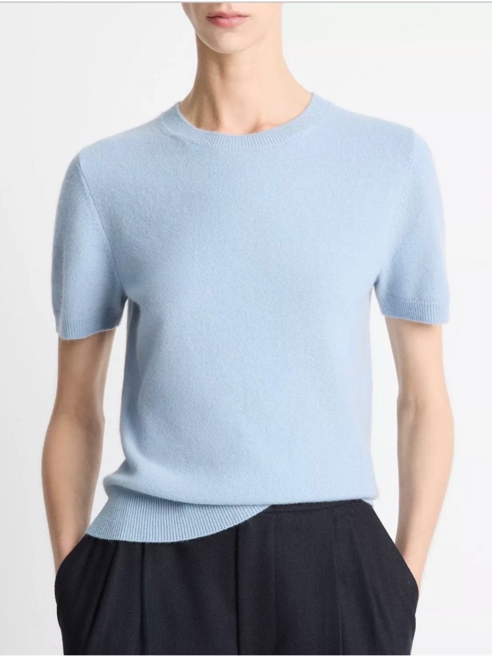 Vince Wool & Cashmere-Blend Short-Sleeve Sweater